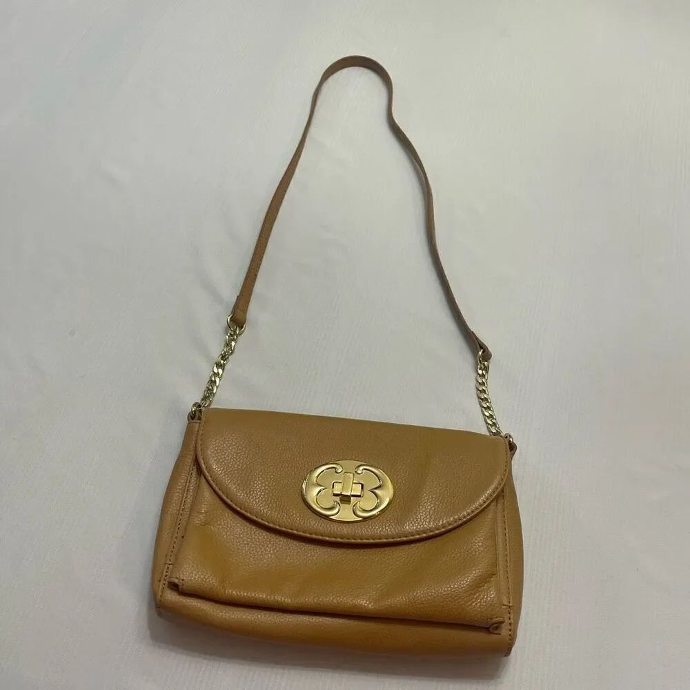 Emma Fox Camel Leather Purse Handbag Crossbody